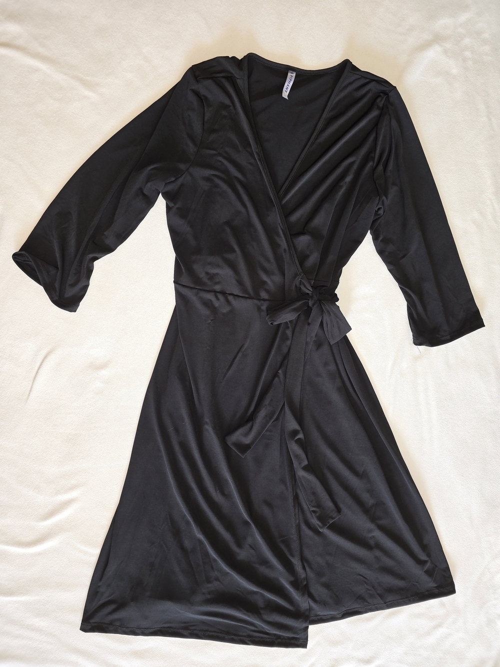 Everyday Black Wrap Dress with Tie Waist